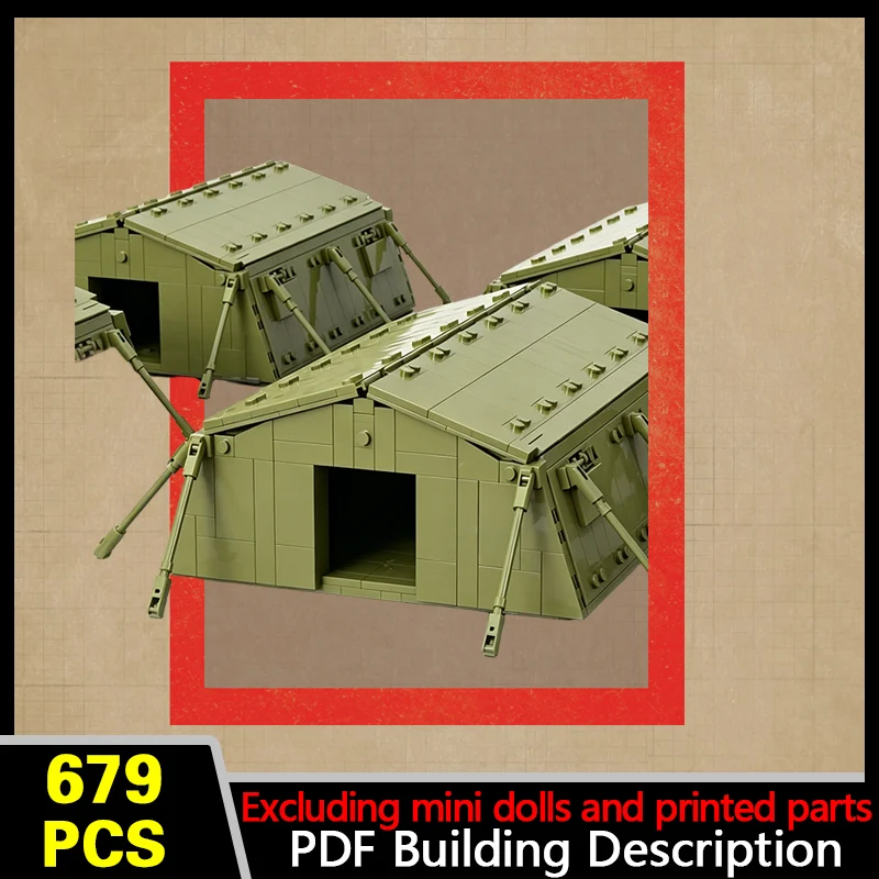 Military Field Base Tent Model MOC Building Bricks War Equipment Modular Technology Gifts Holiday Assemble Children Toys Suit