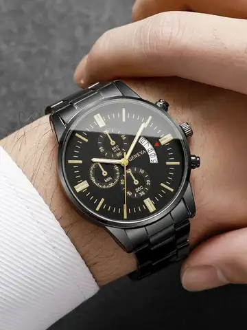 Luxury Stainless Steel Men Calendar Quartz Watch Fashion Mens Business Watches for Man Clock Reloj Hombre