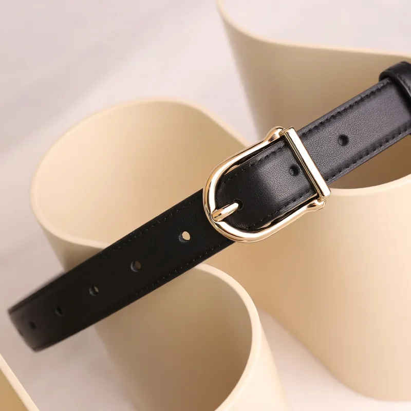 Luxury Leather Belt for Women 2023, New Korean Ins Style Needle Buckle, Simple and Versatile Top Layer Cowhide Jeans Belt