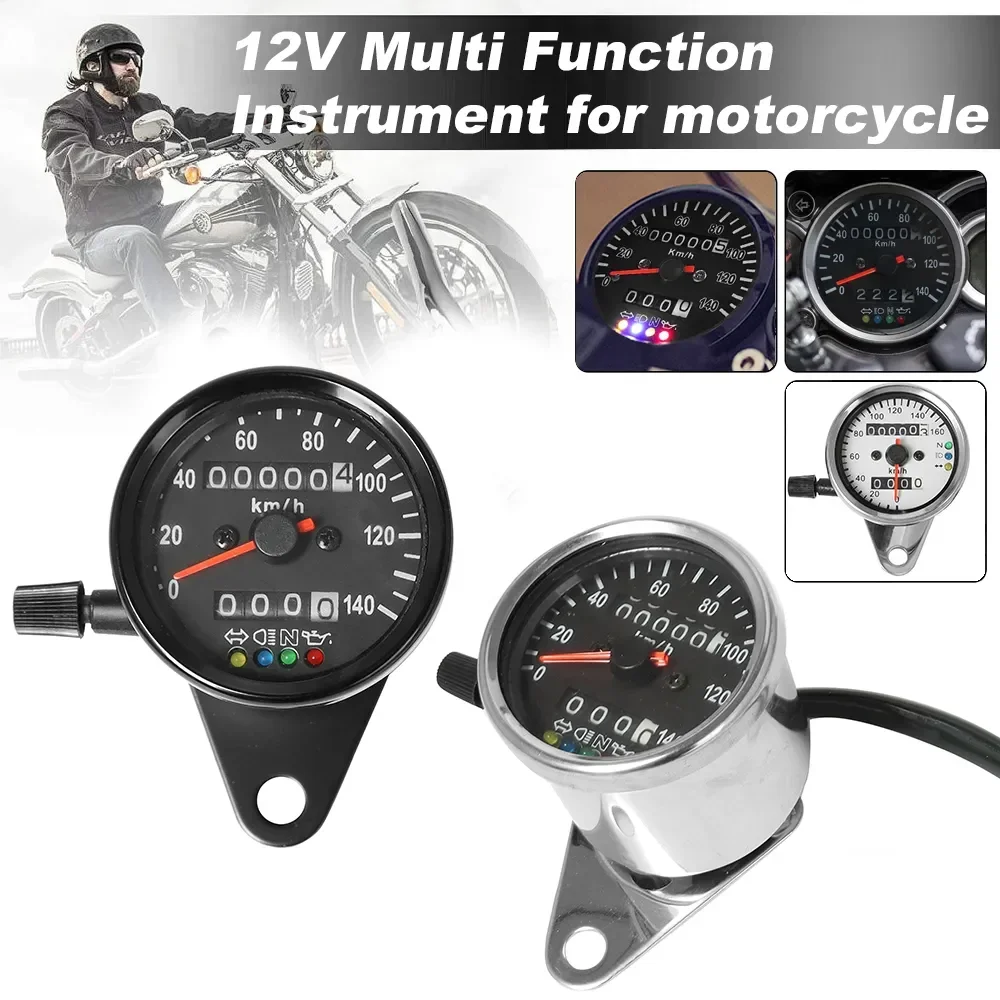 

Tachometer Universal LED Indicator Light For KTM Ducati Kawasaki BMW Motorcycle Dual Odometer Speedometer Gauge KM/H Mini Retro