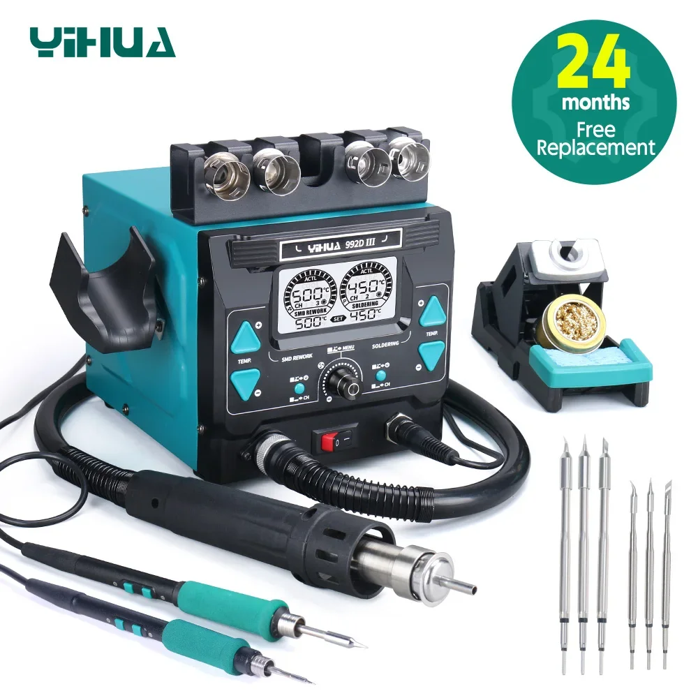 YIHUA 992D-III Hot Air Soldering Station 210 245 Soldering Iron Stations for Microscope Soldering Electronics Repair Desoldering