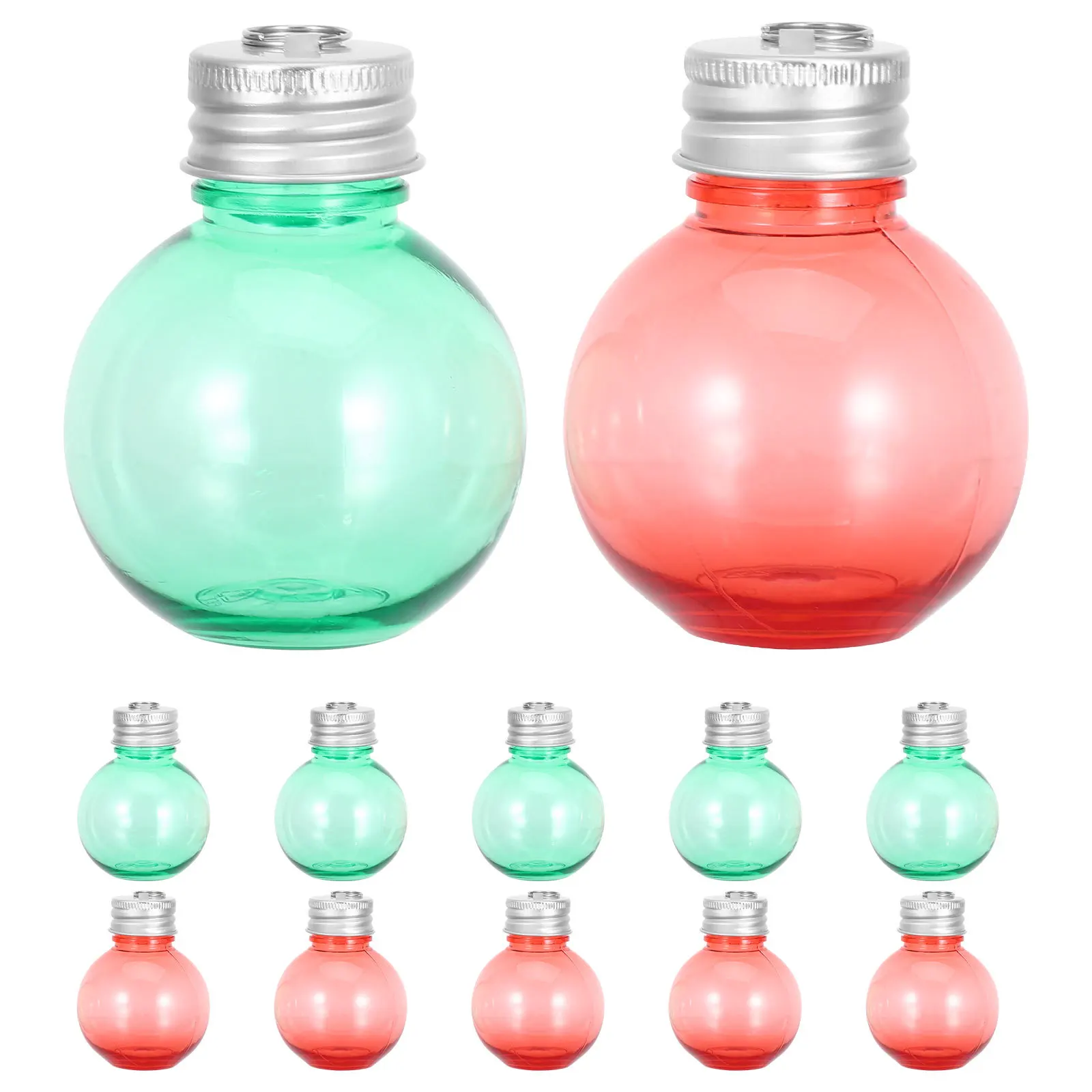 

12pcs Creative Wishing Bottle 50Ml Round Fillable Ball With Hanging Cap For Christmas Tree Decor Holiday Party Supplies Diy