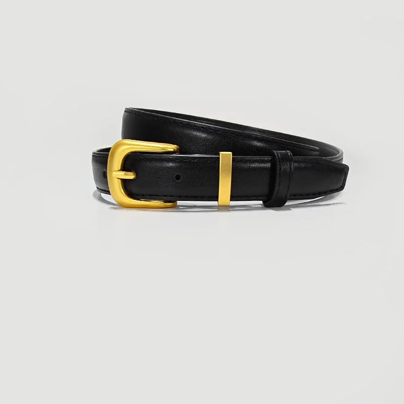 قطعة واحدة من الحزام الأسود للسيدات، حزام جينز مزخرف بسيط مناسب للارتداء اليومي واستخدام الحزام الكاجوال للطلاب