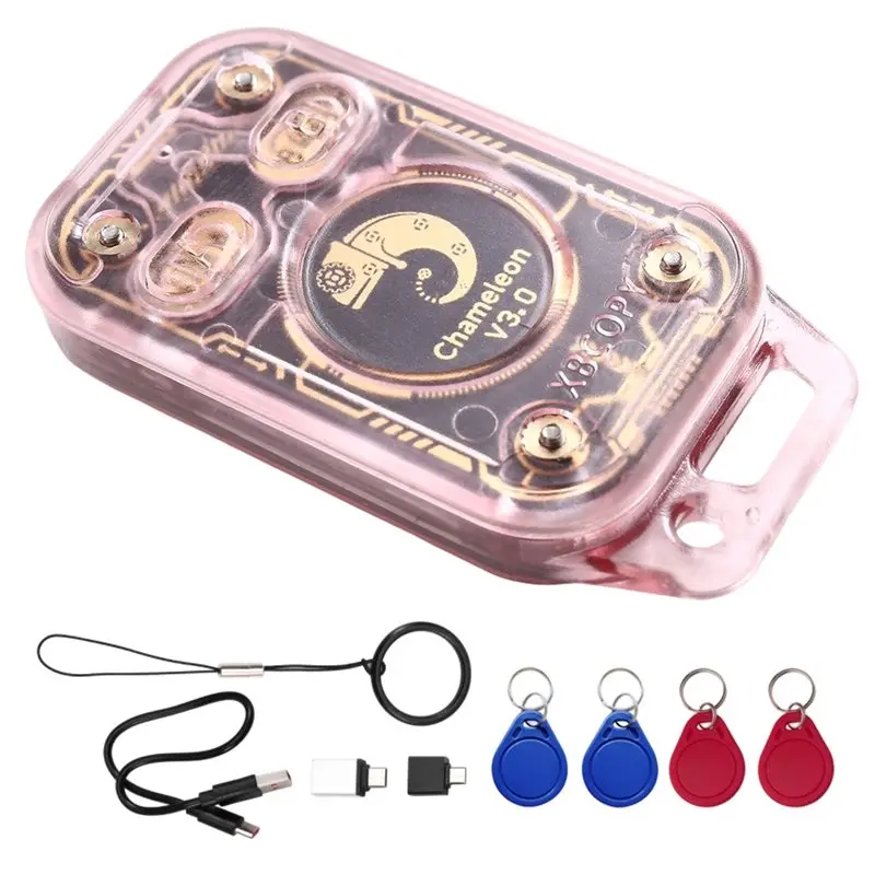 B63B-Chameleon V3.0 Reader Writer 125K 13.56M RFID Smart Chip Reader+ 4XUID Keychain Smart Card Emulator ID IC Tag Copier Co