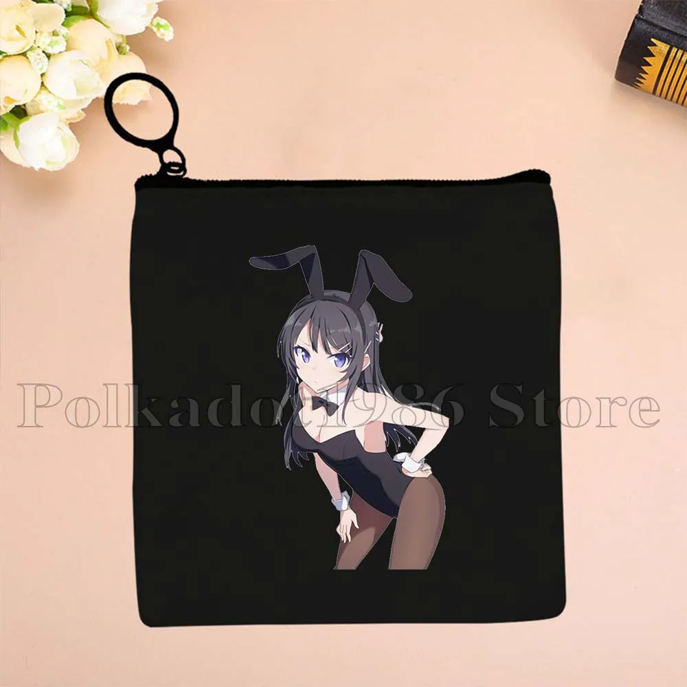 Leuke Kawaii Mooie Bunny Girl Anime Mai Sakurajima Senpai Geschenken Canvas Portemonnee Tas Vierkante Sleutel Opslag Kaart Tas Portemonnee Pouch