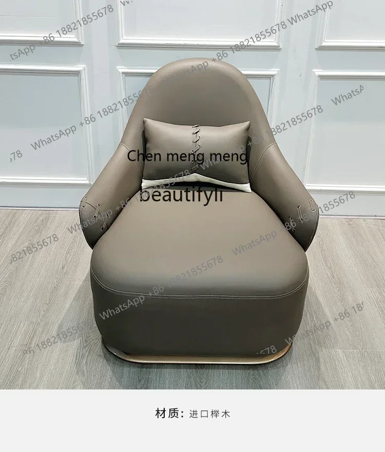 ss8350 Italian sofa chair living room model room balcony leather French single leisure chair