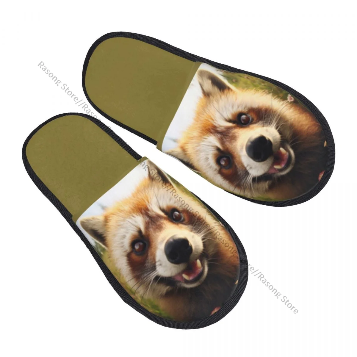 Winter Slipper Woman Man Fluffy Warm Slippers Cute Raccoon In Summertime House Slippers Shoes