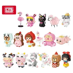 Classic LOZ Mini Blocks Cartoon Bear Cute Girl DIY Small Bricks Brinquedo Gifts Girls Christmas New Year Present