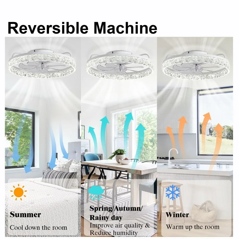 모던 플러시 마운트 천장 선풍기 조명 포함 앱 리모컨 조절 가능 무음 침실 거실 주방 장식 천장 선풍기 램프