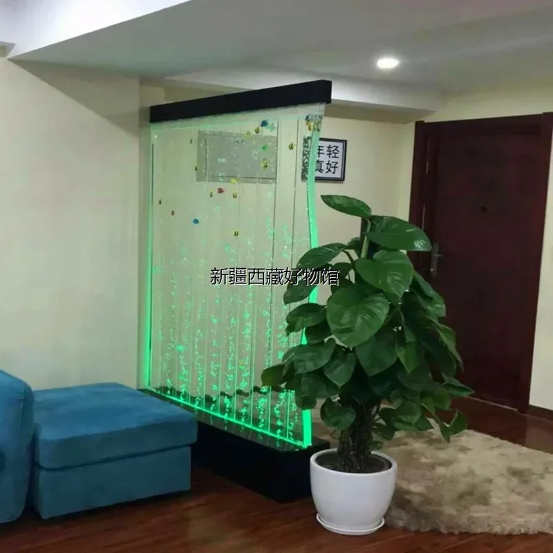 Acrylic Water Curtain Wall Bubble Screen Partition for Entrance Fish Tank Translucent Flowing Display Decor