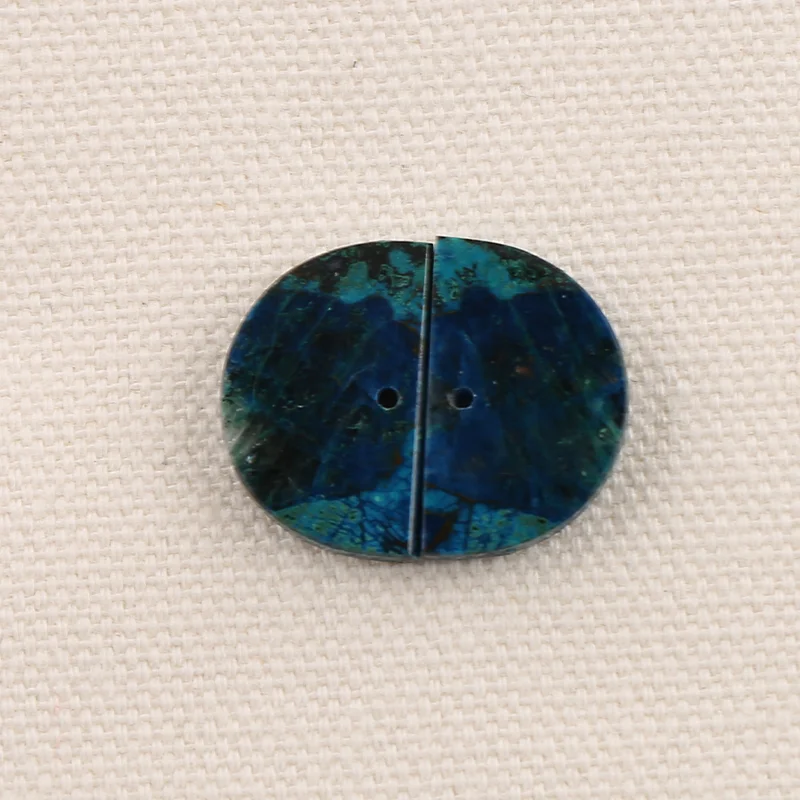 B&F Semicircle Double holeChrysocolla Beads, Handmade Natural stones beads, Polished Stones for jewelry Making Supplies