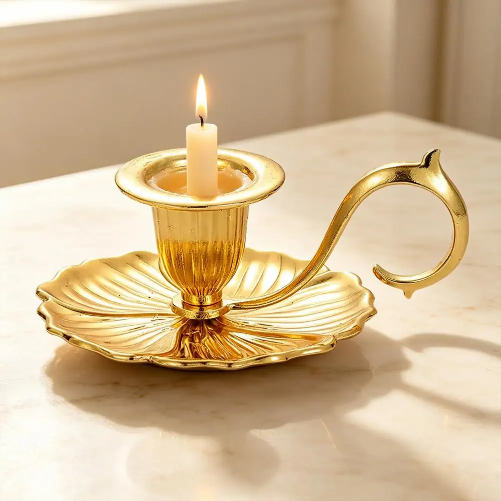 Fireplace Decorative Accessory Vintage Taper Candle Stand Vintage Metal Candle Holders with Handle Detachable Taper for Wedding