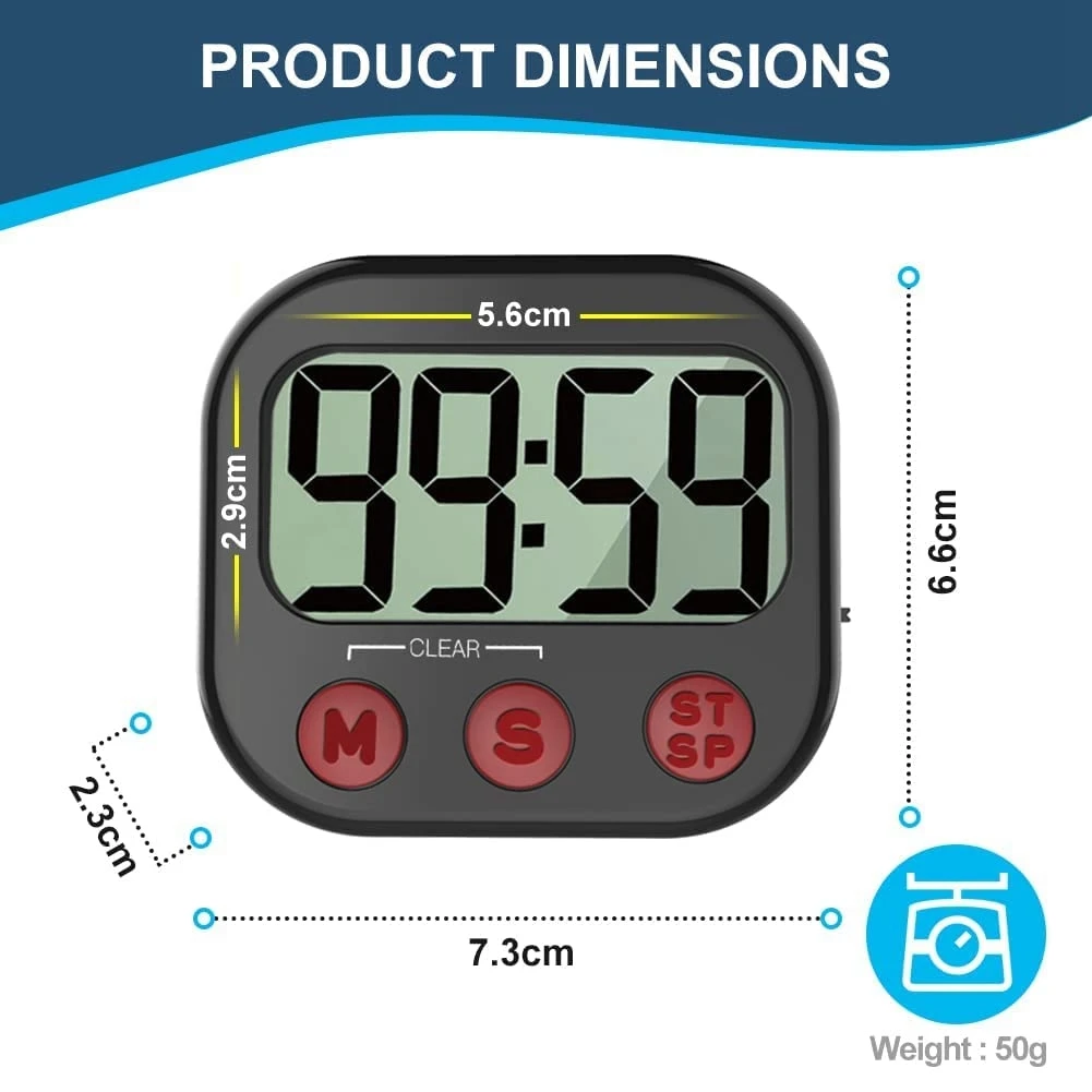 Kookwekker, Digitale Visuele Timer Magnetische Klok Stopwatch Countdown Timer, Grote Lcd-Scherm Voor Koken