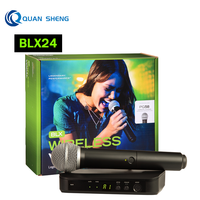 BLX24 BETA58 Wireless Karaoke Mic System 2 Channel Uhf Wireless Handheld Metal Microphone for Live Vocals Voice