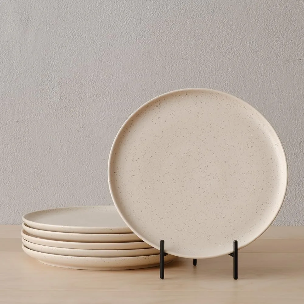 

Set of 6 WENSHUO Oat Beige Dinner Plates, 10.5 Inch, Resistant to Chips and Scratches