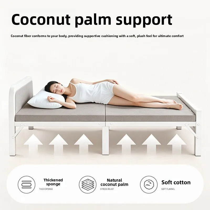 Installation-free folding bed single bed, home hospital escort coconut palm sponge mattress camp bed