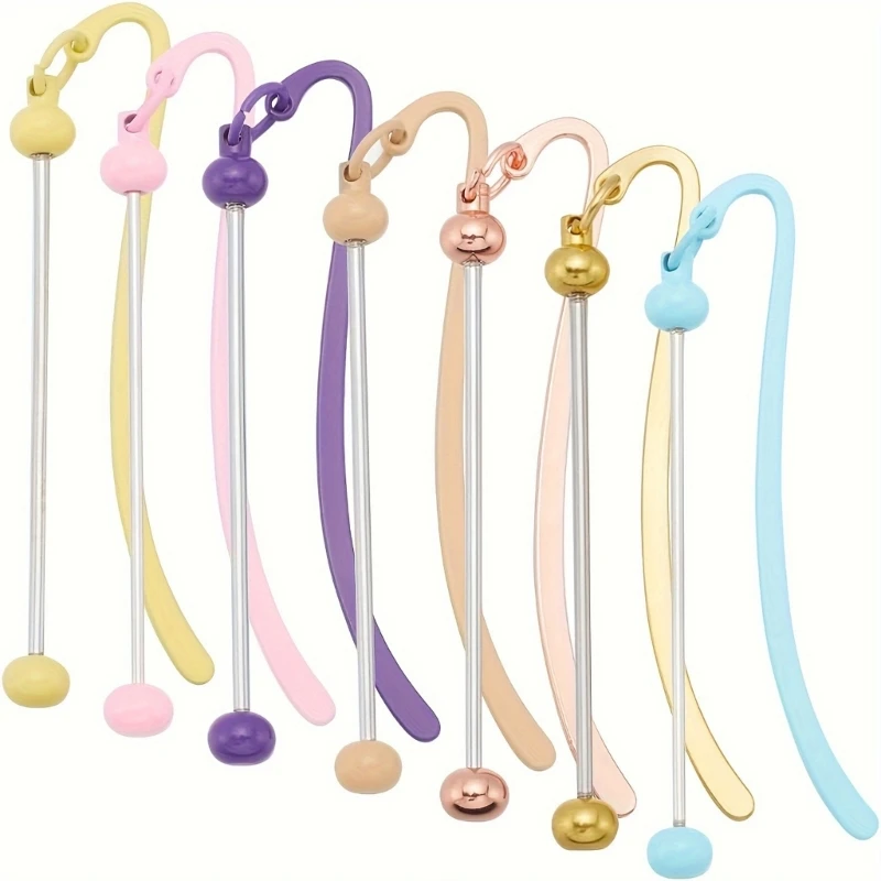 2023 새로운 7 개의 다채로운 금속 키 체인 바 세트 보석 및 공예에 대 한 구슬 공백 세련 된 책갈피 파란색 된 막대 액세서리