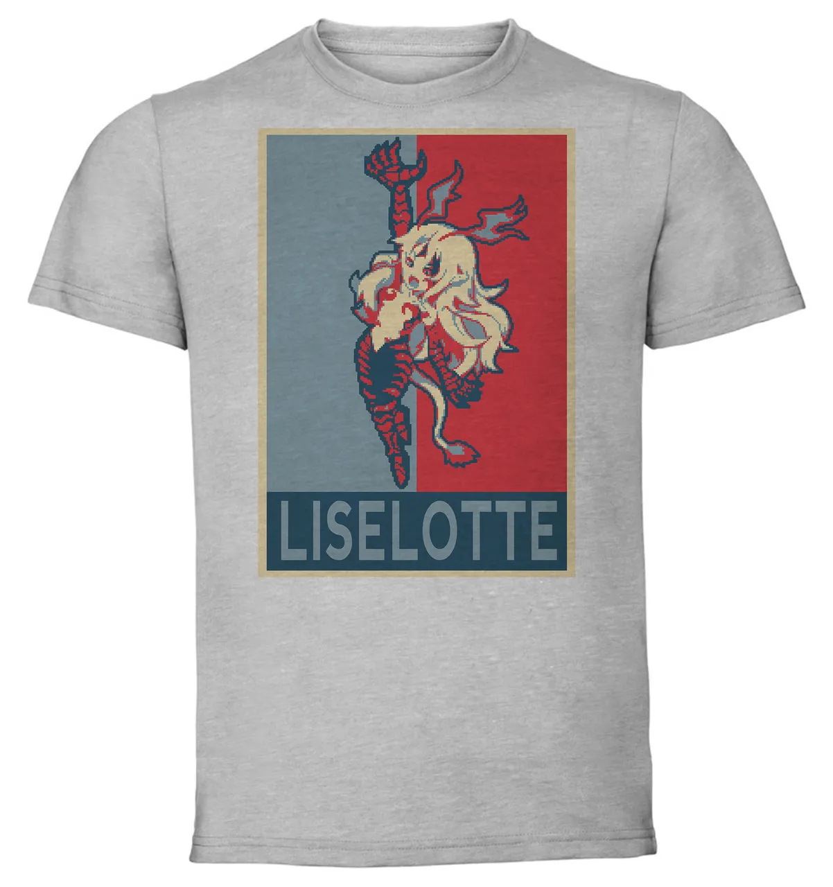 

Футболка унисекс серая пропагандистская Пиксельная арт Disgaea Liselotte C