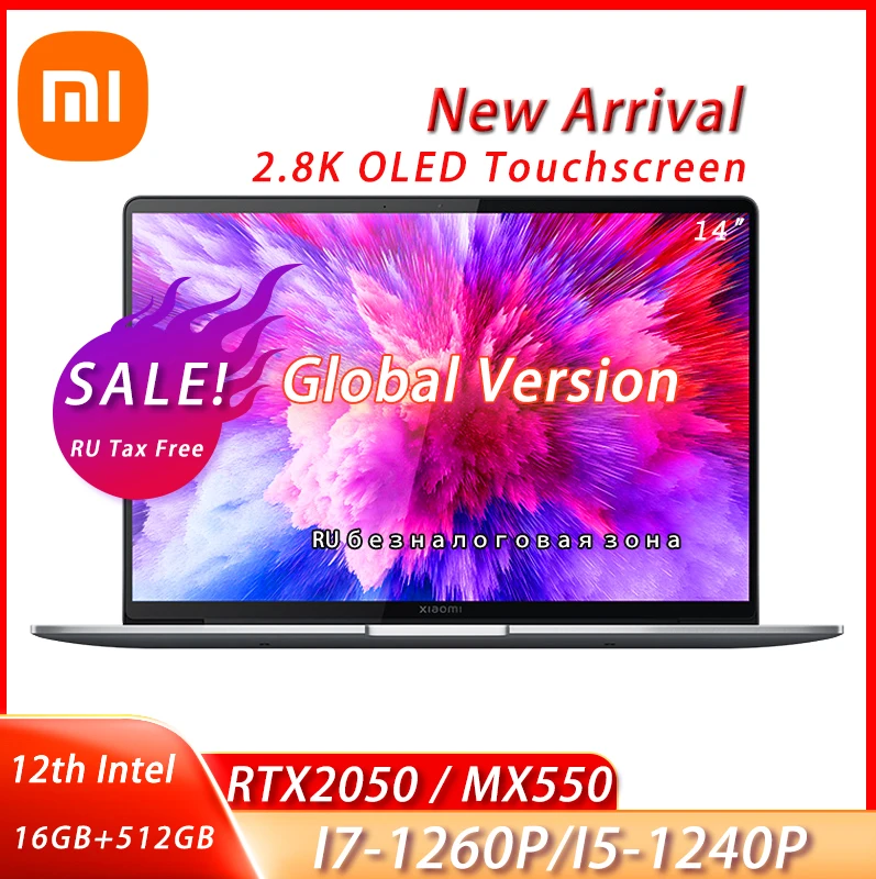 Ноутбук Xiaomi Book 14 2022 14 дюймов OLED-экран 2,8 K, RTX2050, MX550, Iris Ace Graphics, с сенсорным экраном