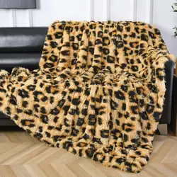 NOAHAS Fluffy Leopard Throw Blanket Plush Cheetah Print Blankets Soft Faux Fur Bed Throw For Decorative Couch Chair Bed Covers