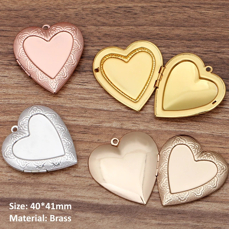 BoYuTe (4 pièces/lot) 40mm gros médaillon Photo en forme de coeur médaillon en laiton pendentif bricolage accessoires en gros