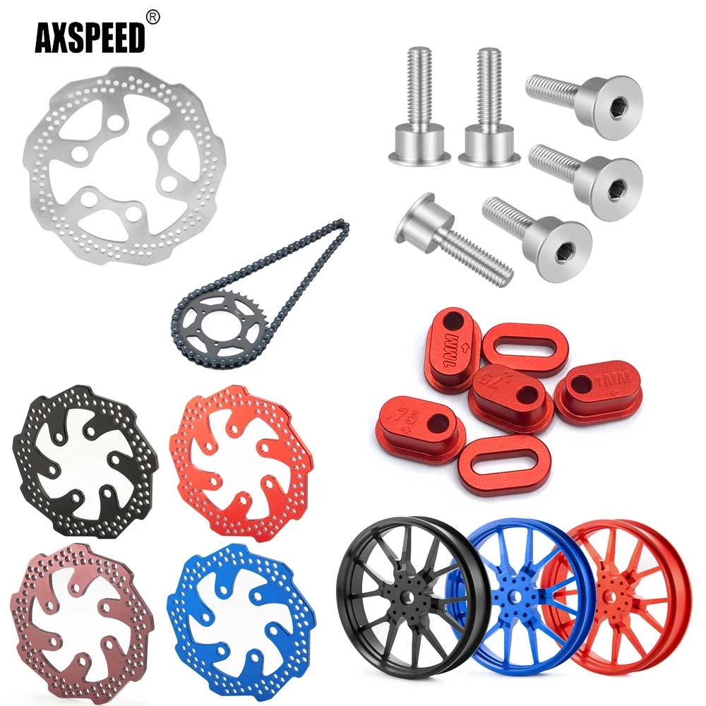 AXSPEED Front/Rear Brake Rotor Brake Disk/Wheel Rim/ Chain Sprocket Kit for 1/4 Promoto MX  RC MOTORCYCLE Upgrade Parts