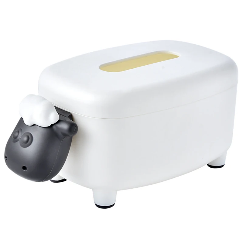 Cute Tissue Box Holder Pumping Wipe Paper Case Boxes Desktop Decoration Boxes With Disposable Napkins Sheep Shape