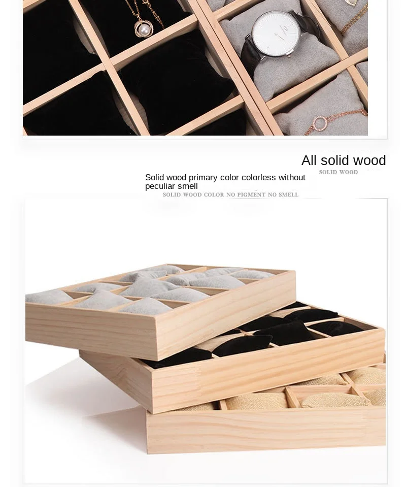 Solid Wood 12 Digit Pillow Plate Watch Bracelet Storage Display Frame - Elegant Organizer for Timepieces And Accessories