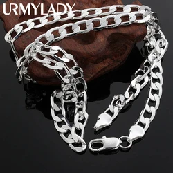 925 Sterling Silver Classic brands men's 8mm chain Necklace for woman high quality fashion wedding party Jewelry Christmas gifts
