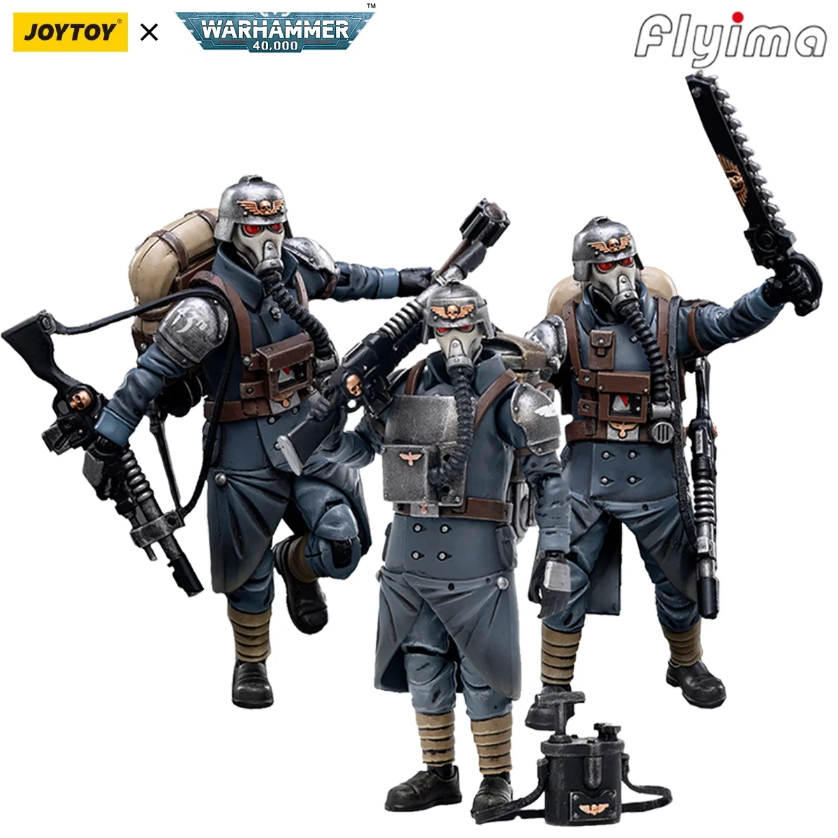 

JOYTOY Warhammer 40,000 1/18 Action Figures Astra Militarum Death Korps of Krieg Veteran Squad 3PCS Model