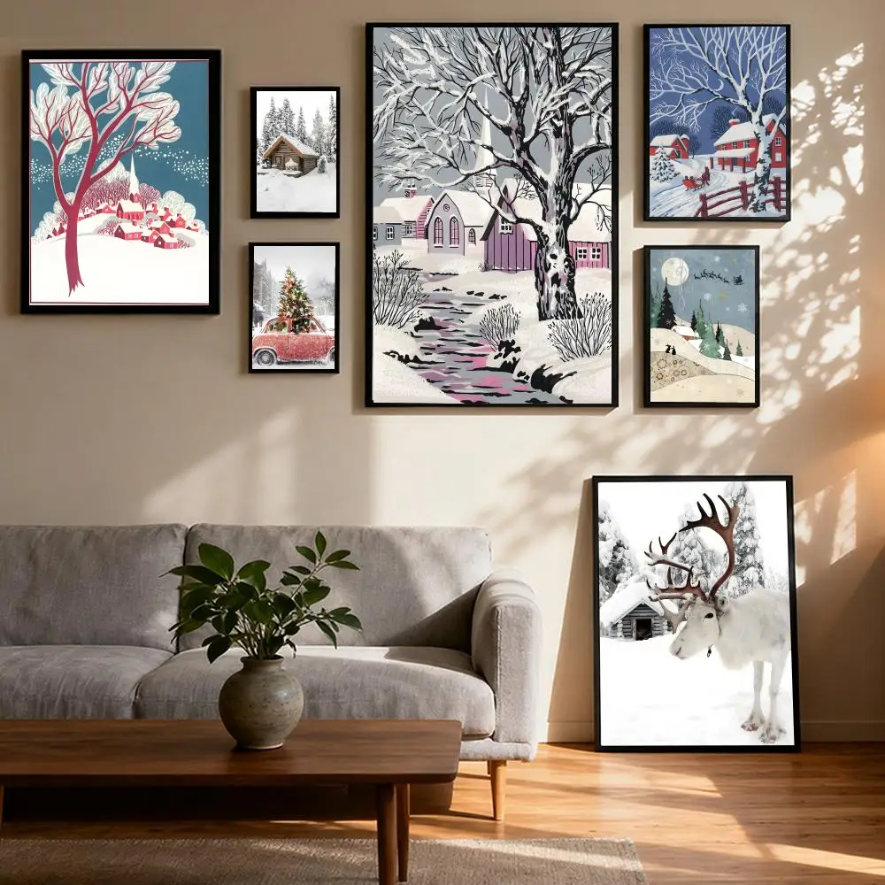 

Christmas Snow Modern Art Poster Prints Oil Painting Mural Painting Living Room Home Decoration Party Evening Party Cover