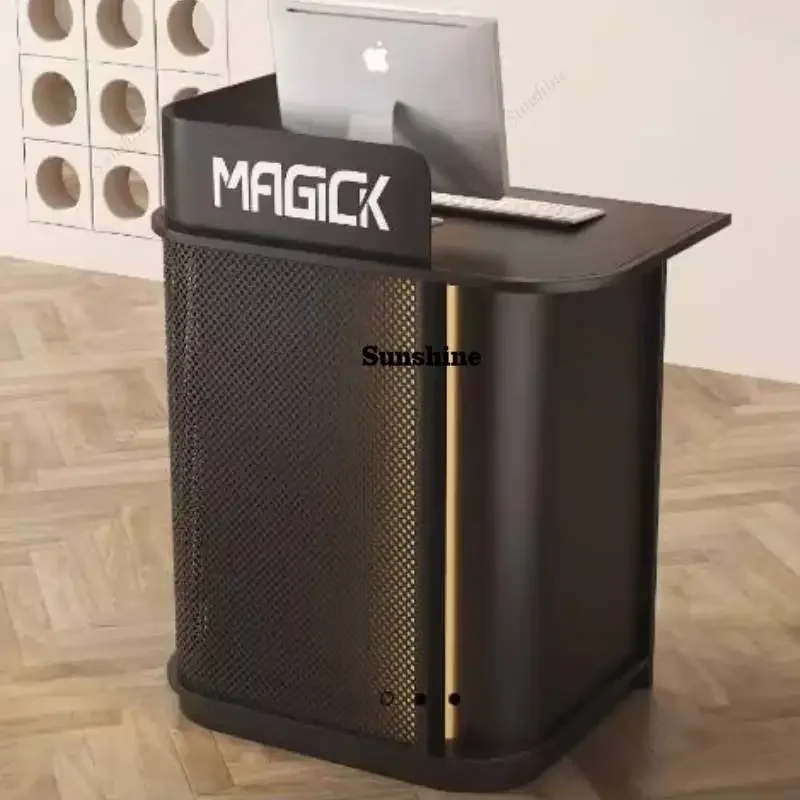 

Black Beauty Reception Desks Drawers Display Modern Salon Reception Desks Luxury Business Design Empfangs Tresen Furniture FT