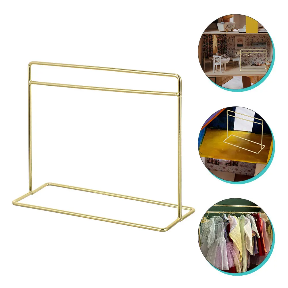 Miniature Iron Garment Rack Elegant Mini Coat Hanger for Dollhouse Clothes Organizer Small Dollhouse Furniture Accessory