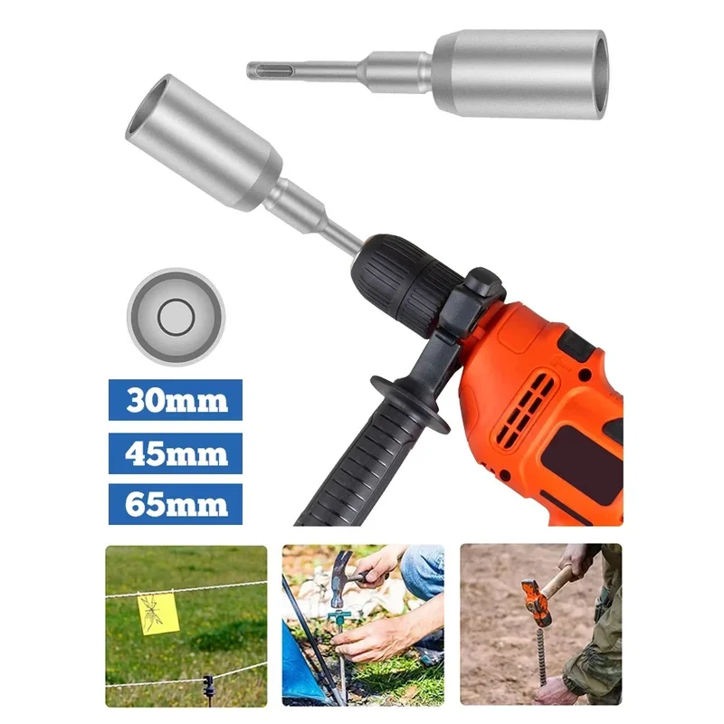 Round 30/45/65mm Ground Rod Driver Tool Multi-function Forged Steel Rod Bits Socket SDS-PLUS Electric Handle Piling Hammer Drill