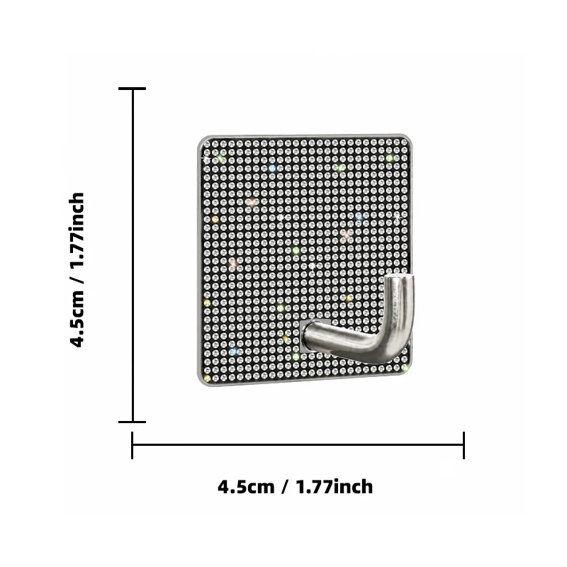 Rhinestone No‑Drill Self‑Adhesive Wall Hook Punch‑Free Strong Sticky Hanger for Keys Bags Towels Bathroom Bedroom Home Decor Org