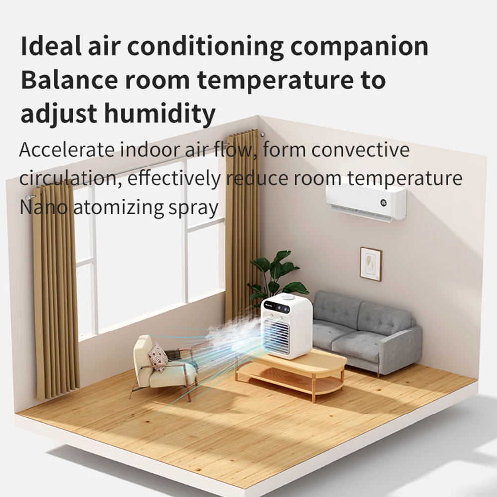 2 In 1 Portable Humidifier Fan Air Conditioners Rechargeable Electric Fan Mini Desktop Fan Air Cooler Water Mist Fan For Home