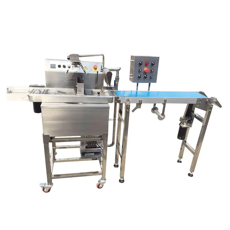 

Compact Enrobing Machine with Tempering – For Wafer Bars, Energy Bites & Snack Coating, 20–100 Pcs/Min