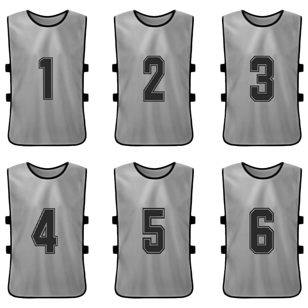 6/12pcs Kinder Fußball Pinnies schnell trocknen Fußball Trikot Jugend Sport Scrimmage Basketball Team Training nummerierte Lätzchen Sport weste – Detail 20