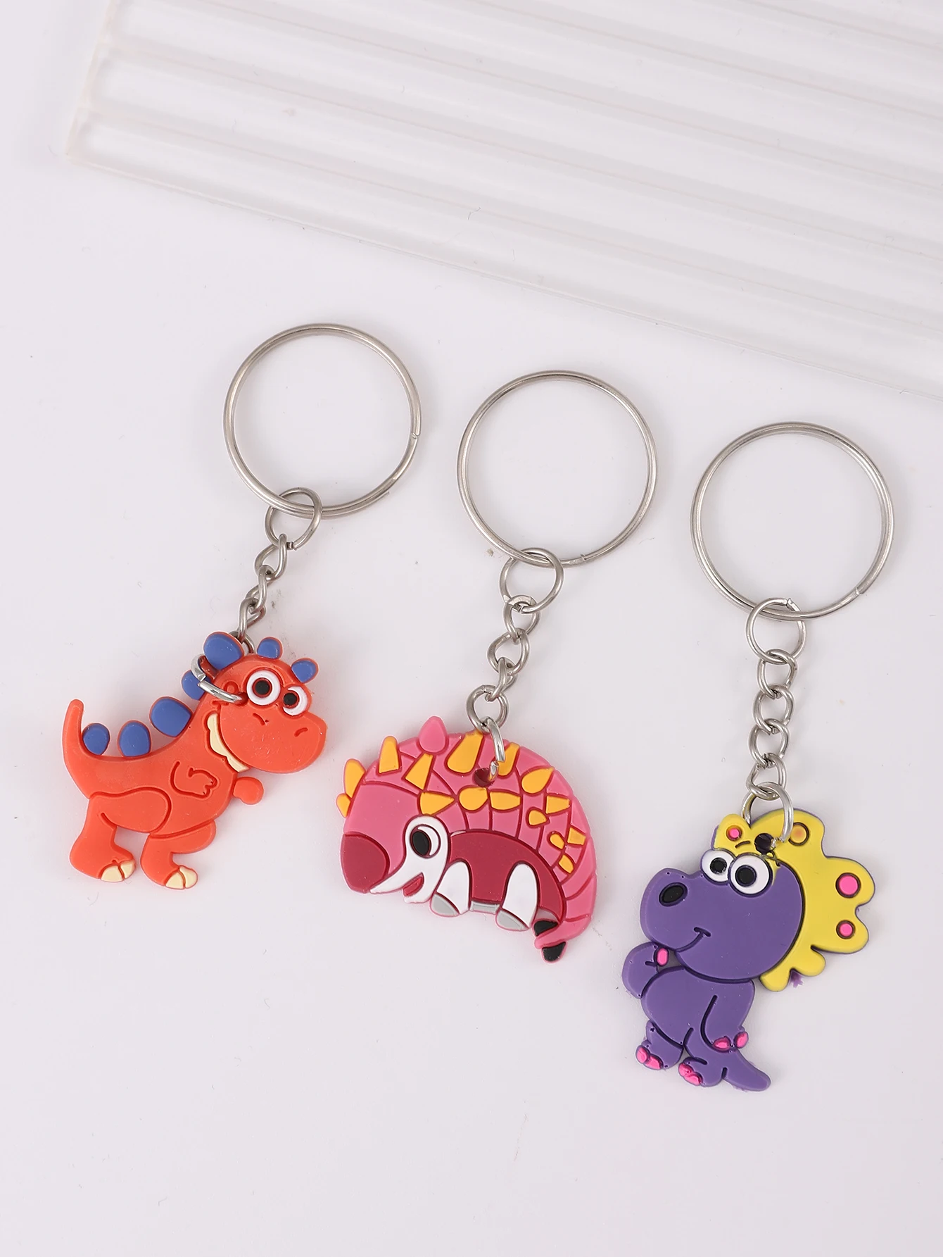 20pcs kartun dinosaurus Unicorn gantungan kunci hewan lucu PVC Gantungan Kunci tas ransel pesona pesta ulang tahun dekorasi hadiah anak laki-laki perempuan