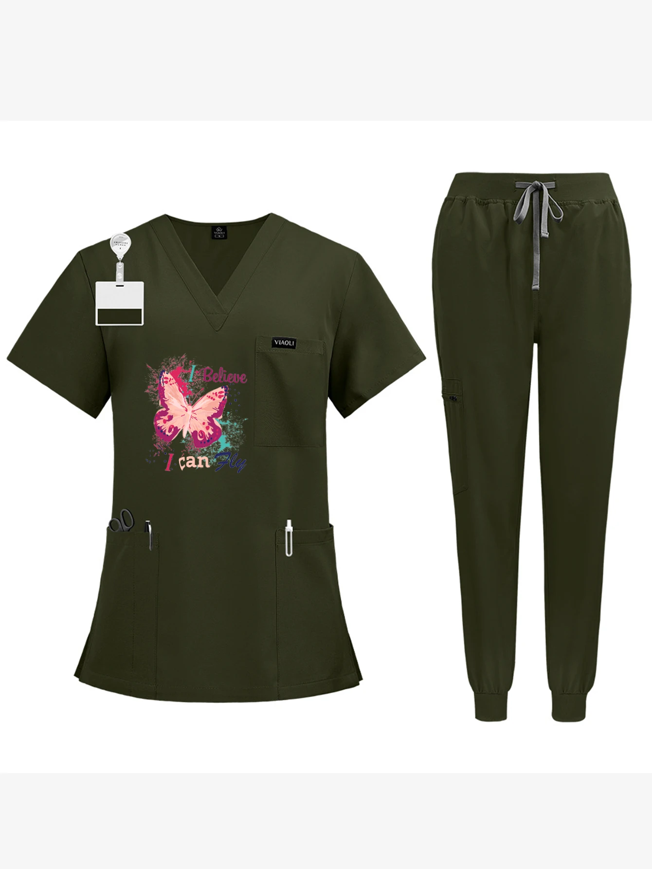 Ensemble de blouses médicales unisexes extensibles à impression personnalisée, SPA, infirmière, hôpital, vêtements de travail, blouse de laboratoire