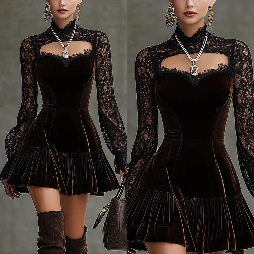 

Customized Full Sleeves Lace Woman Above Knee Woman Sweetheart Women's Formal Evening Gowns فساتين شحن مجاني سهرة Prom Dresses