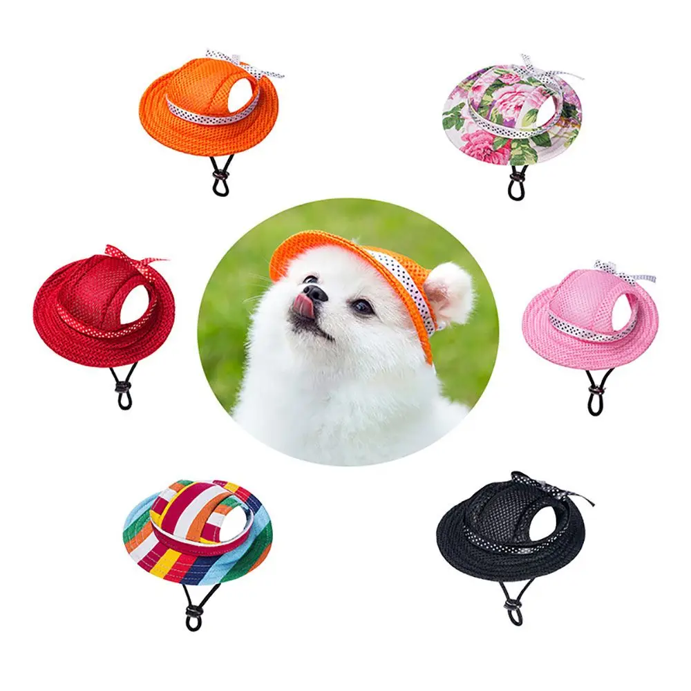 Summer Canvas Breathable Outdoor Supplies with Ear Holes Sun Protection Cap Pet Hat Dog Caps Cat Accessories