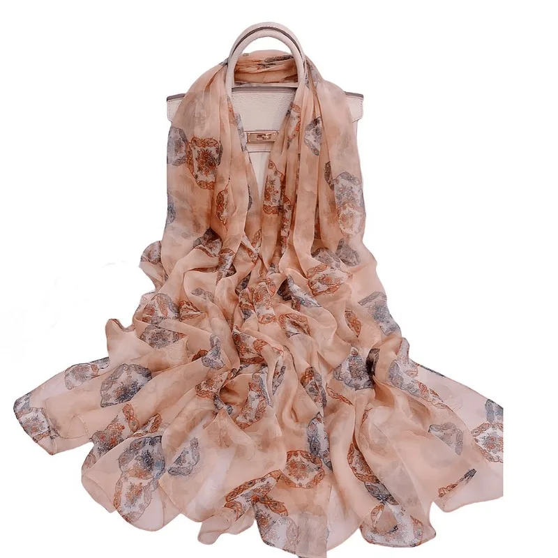 

Lightweight Large 100% Mulberry Silk Chiffon Scarf for Women Oblong Shawl Neck Scarf Beach Wrap Headscarf Gift Pack Pink Paisley
