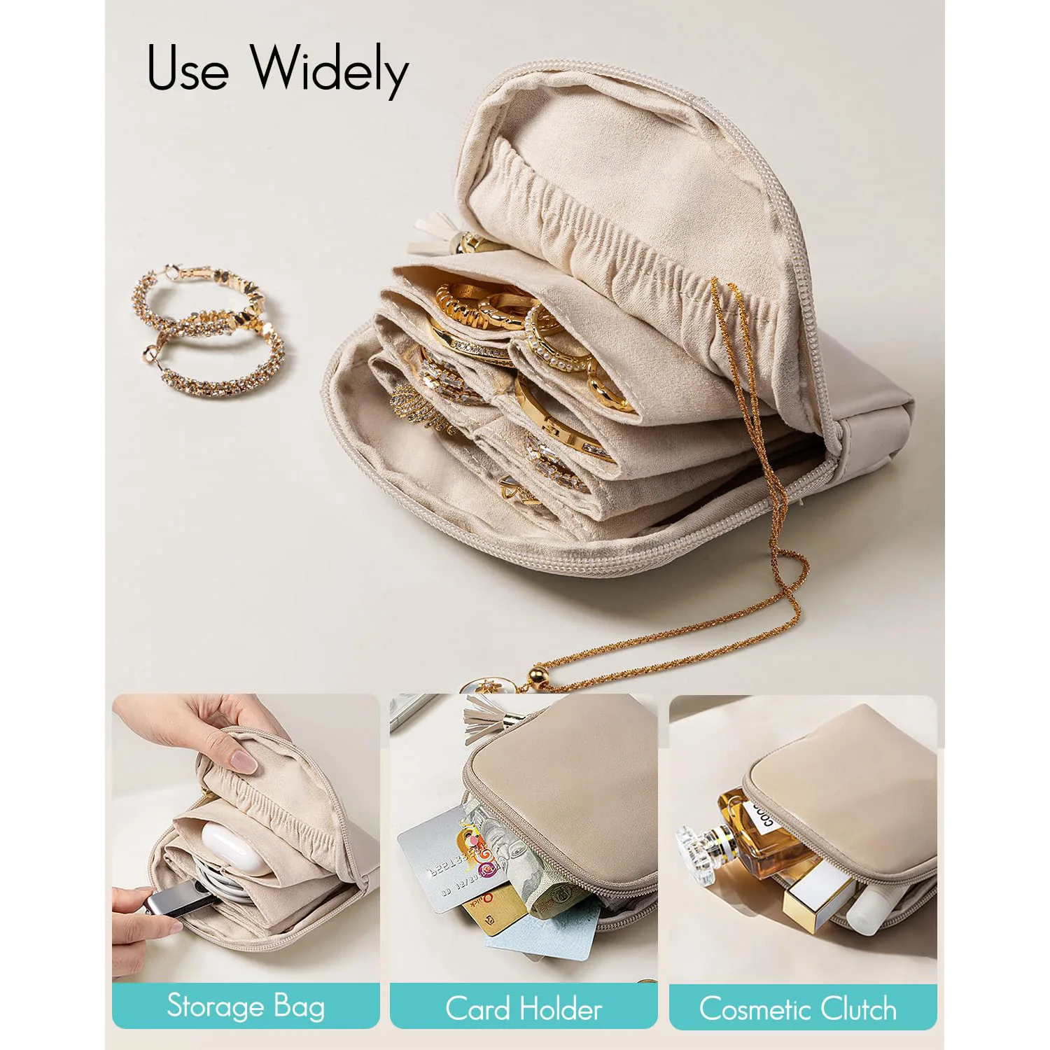 

Tassel Jewelry Packing Bag PU Leather Rings Necklace Mini Cosmetic Bag Large Capacity Organizer Jewelry Storage Case Travel