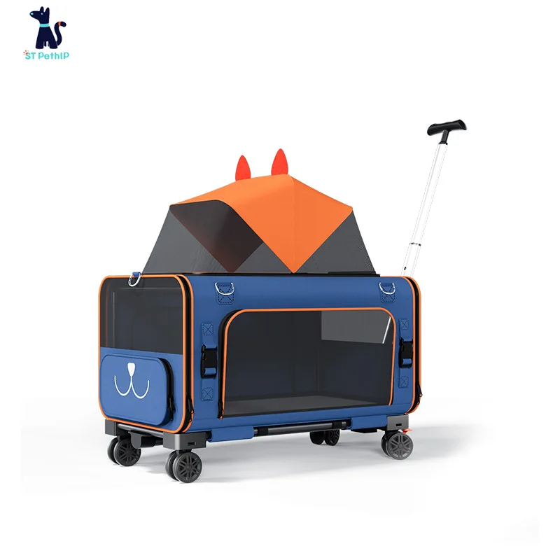 Cat and Dog Specific Outdoor Trolley Bag, Portable Folding One Shoulder Small Pet Stroller