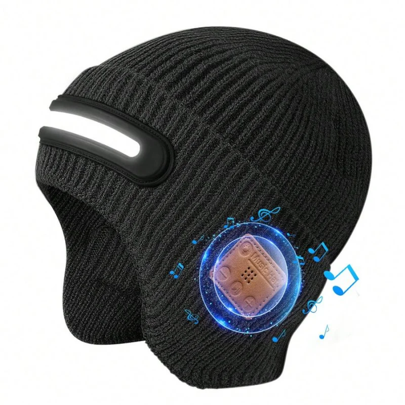 

Wireless Music Beanie , USB Rechargeable Headphones Cap With Built-In Mic, Unisex Design Stretch Knit Brimless Hat, For Outdo