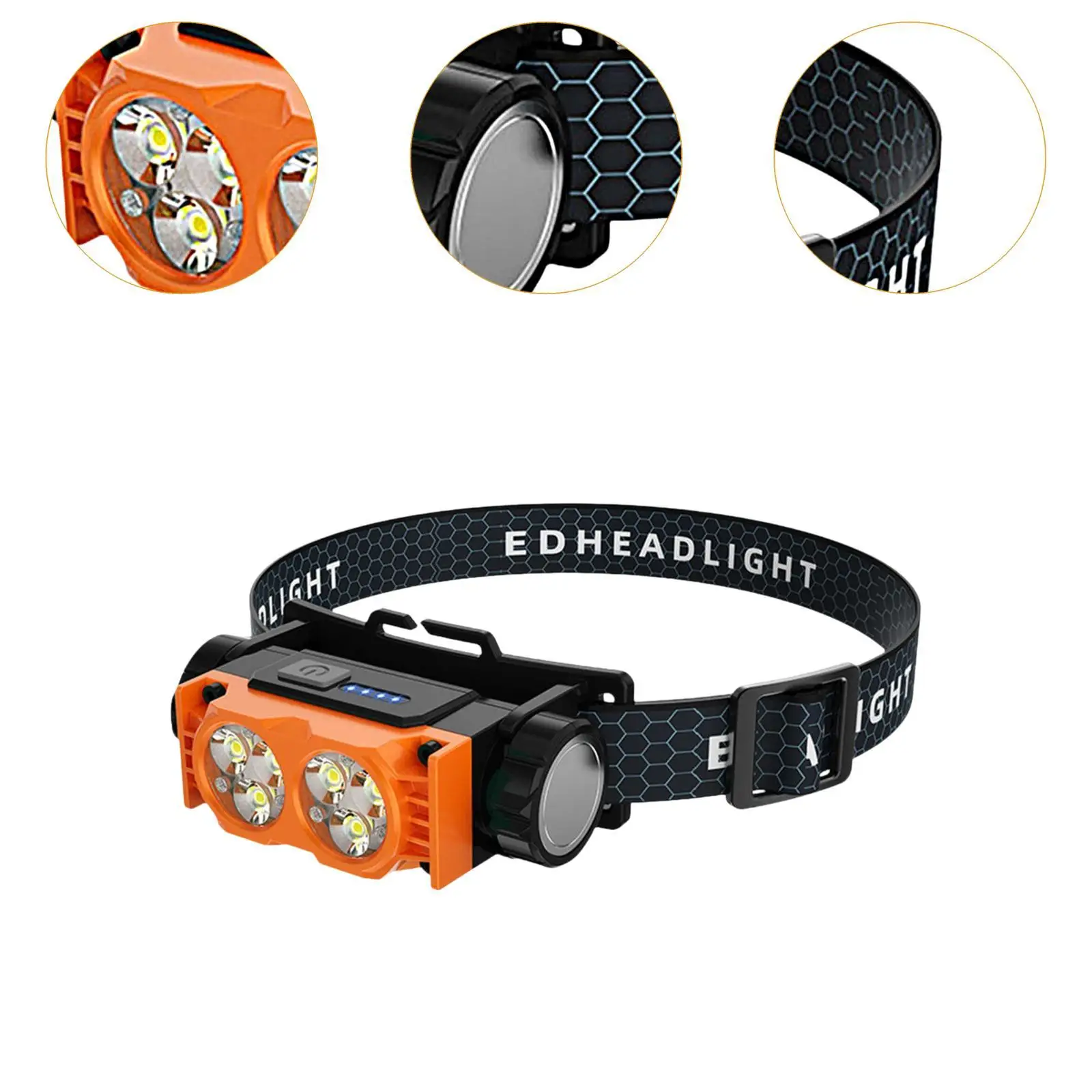 LED Headlamp Rechargeable Adjustable Work Lamp USB Charging Head Lamp Head Flashlight for Climbing Emergency Running Outage