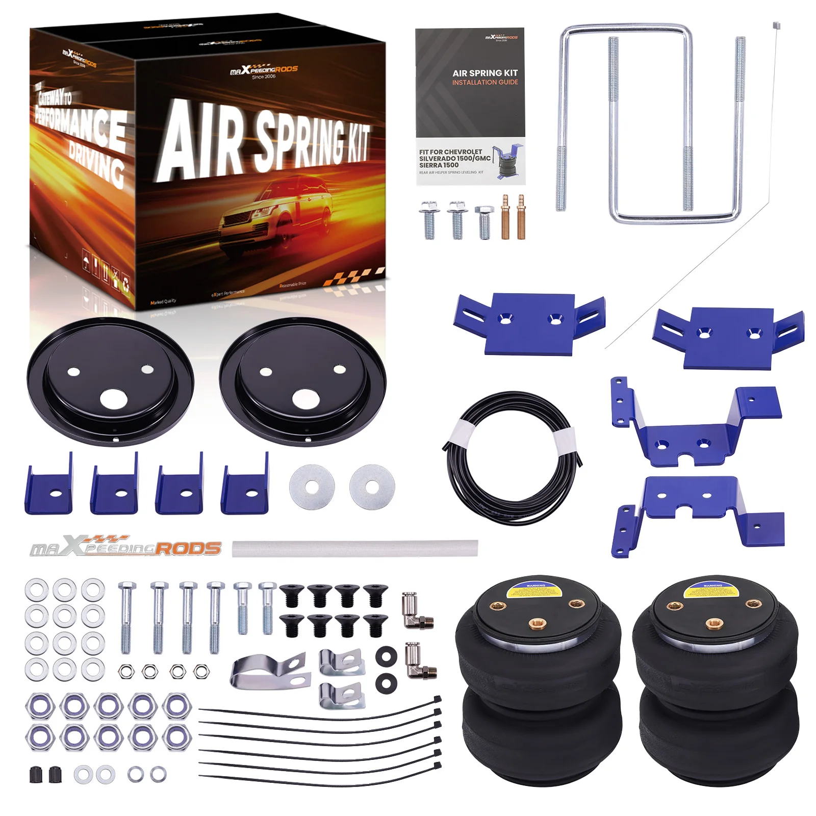 MaXpeedingrods up to 5000 LBS Air Spring Leveling Kit for Chevy Silverado GMC Sierra 1500 Short Bed 6' 6