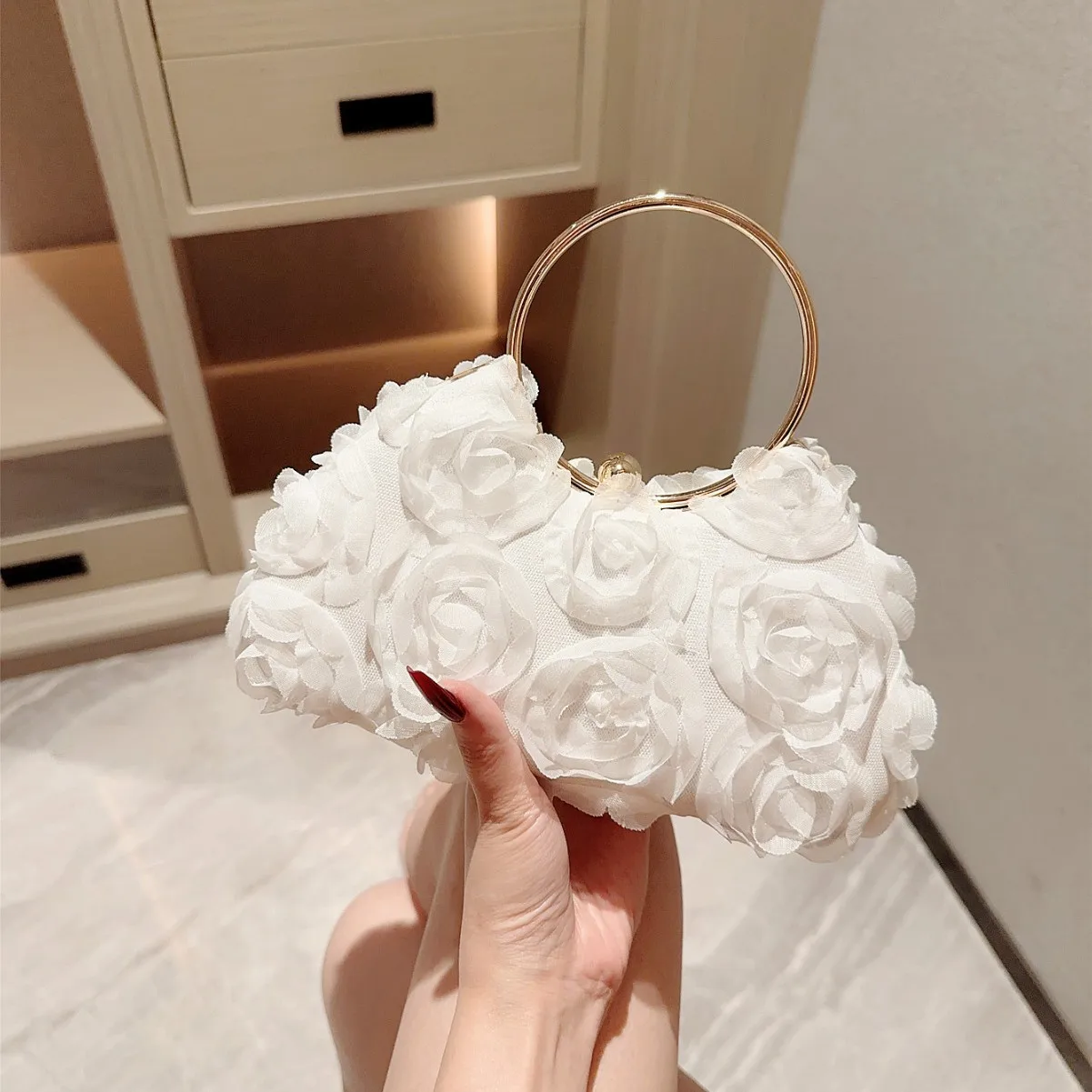 

Цветочная сумка для ужина, женская сумка, платье ручной работы, сумка с украшением на цепочке, ручная сумка через плечо, 202520, вечерние сумки