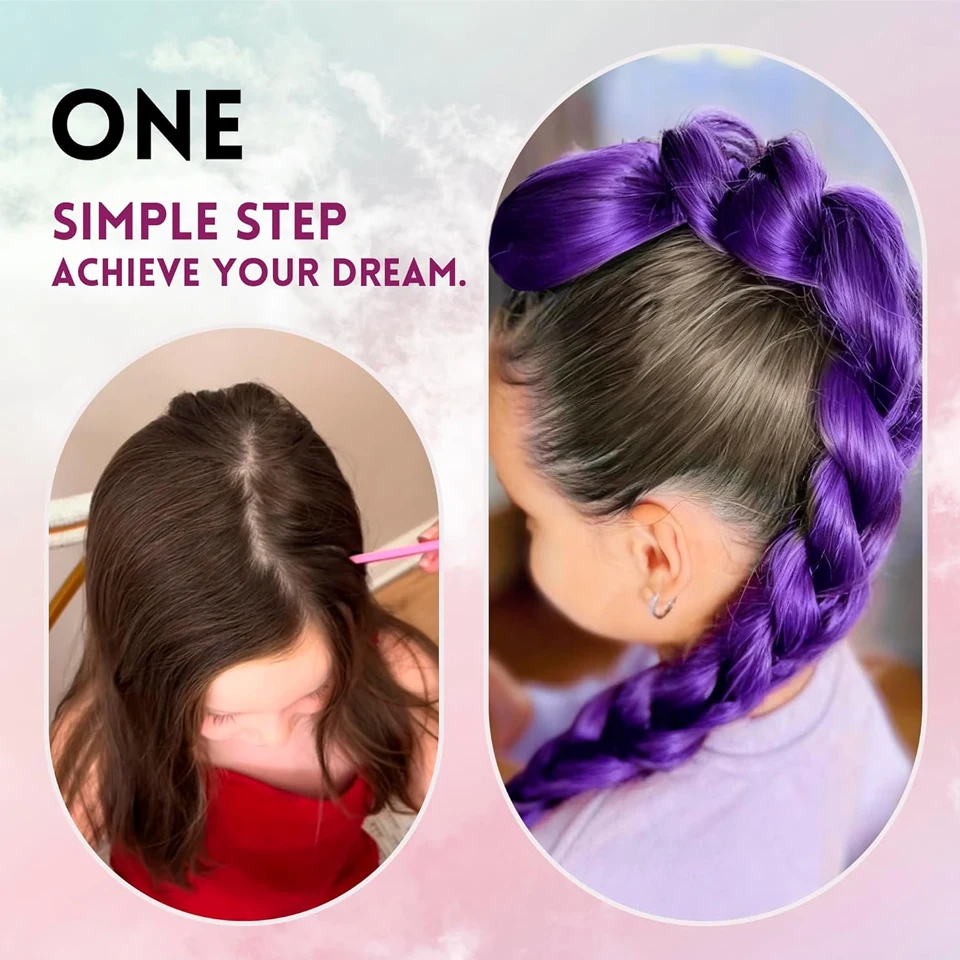 Synthetic Braided Purple Hair Ponytail Costume Hairstyle 26inch Long Ponytail with Clips for Kids Girls Halloween Christmas image 3